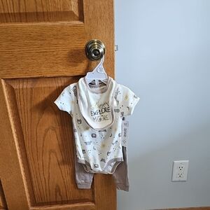 Charming White and Brown Baby Matching Set